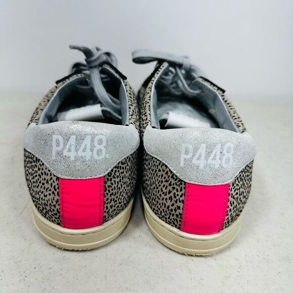 P448 Womens Black Leopard Print Lace Up Low Top You Can Surf Later Sneakers 37-6 - Picture 5 of 8